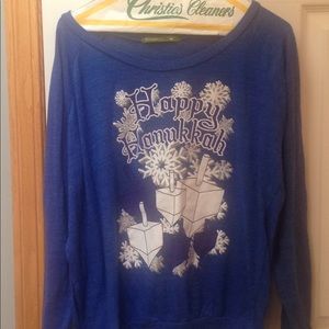 Blue Hanukkah long sleeve shirt